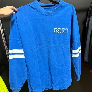 Blue Women's Top with White Stripes